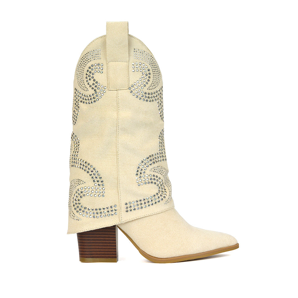 Beige Pointed Toe Boots, Beige Boot Heels, Cowboy Boots, Concert Outfits