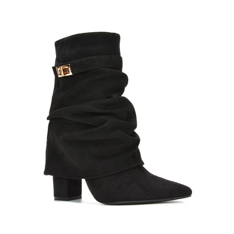 black fold over boots, black ankle fold over boots, black fold over ankle boots, fold over boots, ankle fold over boots, fold over ankle boots, women's fold over boots