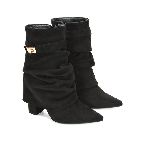black pointed toe boots, black block heeled boots, pointed toe boots, block heeled boots, block high heel boots