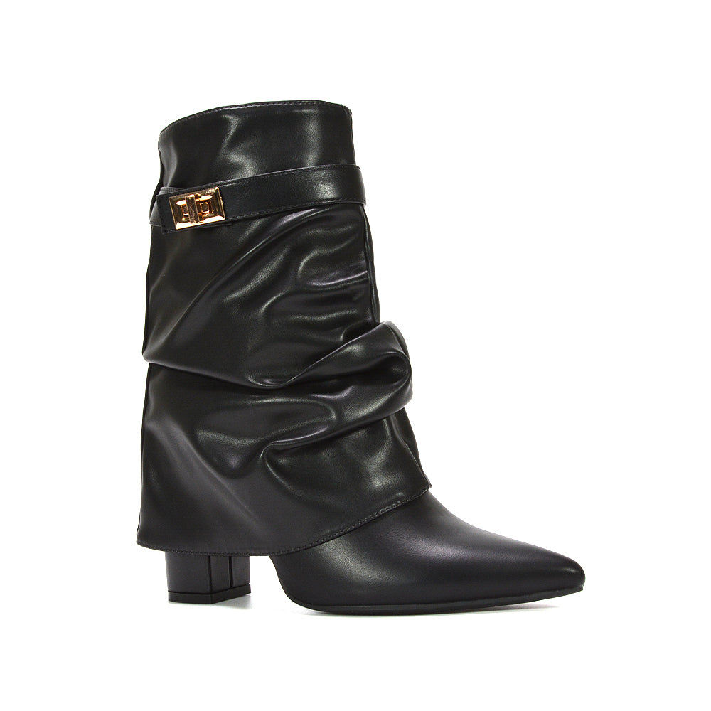 black pointed toe boots, black block heeled boots, pointed toe boots, block heeled boots, block high heel boots