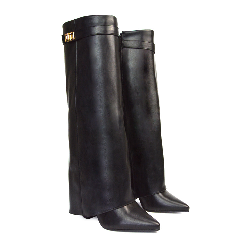 RANGER 1 Black Synthetic Leather Knee High Boots