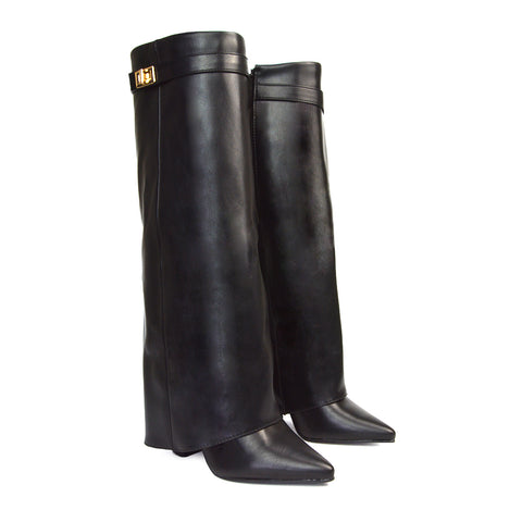 RANGER 1 Black Synthetic Leather Knee High Boots