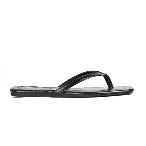 Black Slider Sandals, Black Toe Post Flats, Slider Sandals, Toe Post Flat Sandals