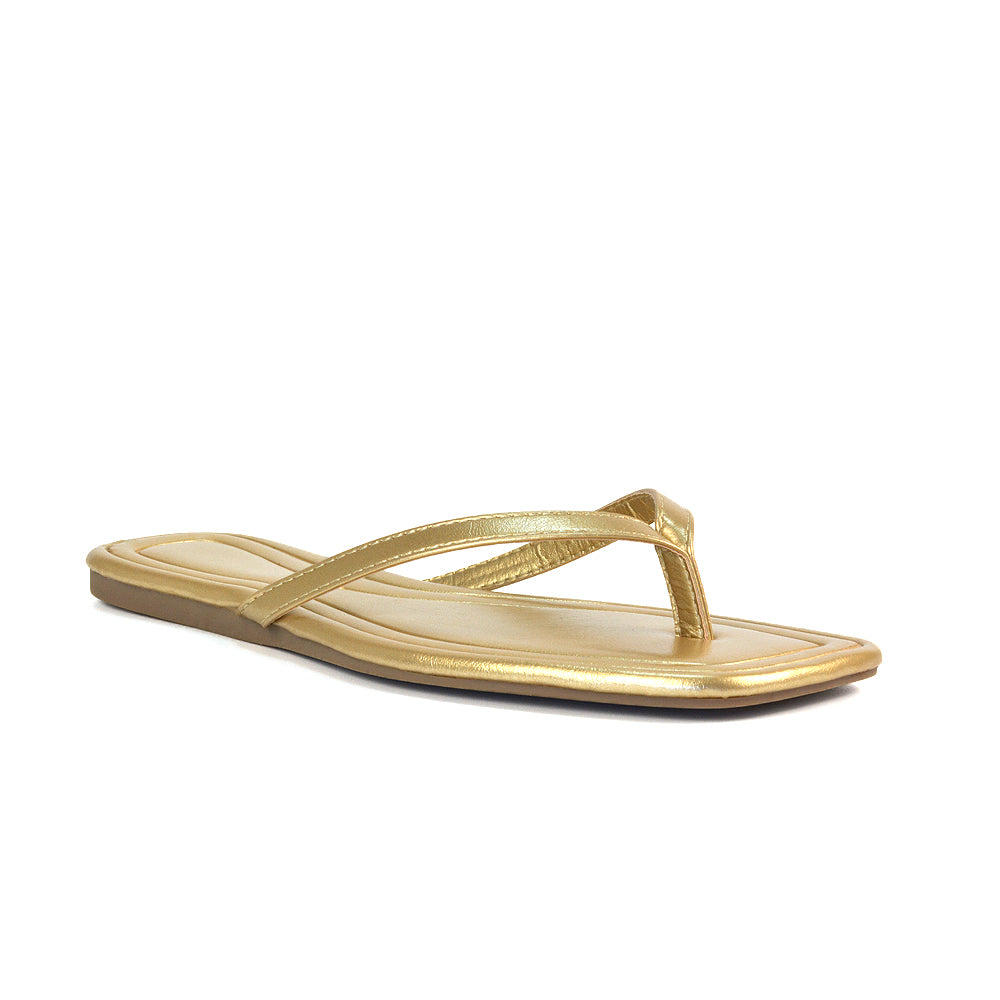 Gold Sliders, Gold Slip On Flat Sandals, Sliders, Slip On Flat Sandals