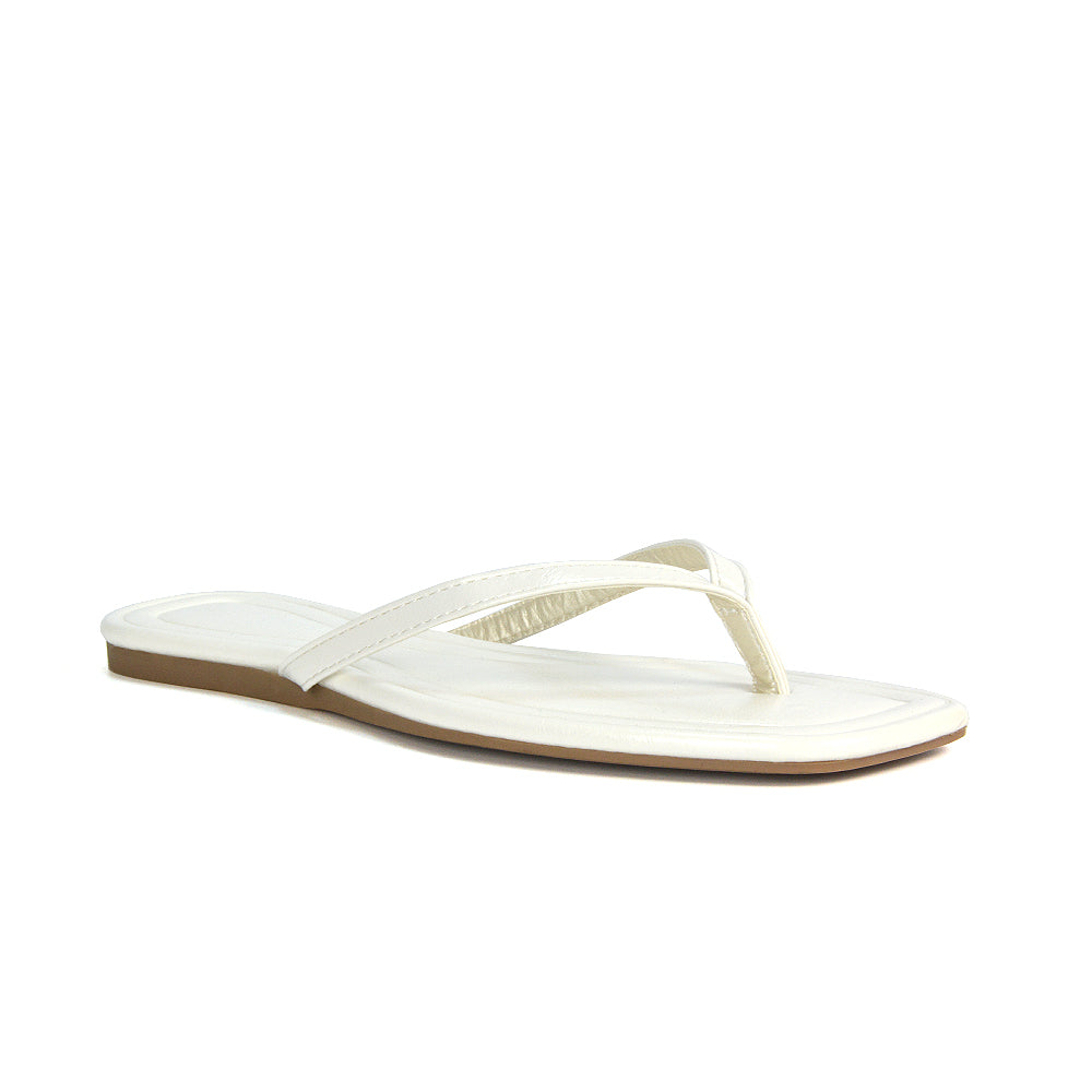 White Sliders, White Slip On Flat Sandals, Sliders, Slip On Flat Sandals