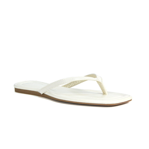 White Sliders, White Slip On Flat Sandals, Sliders, Slip On Flat Sandals
