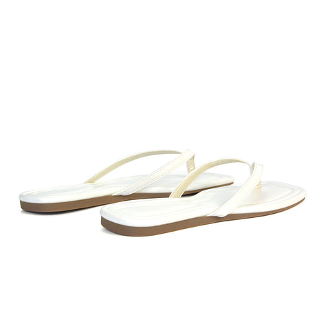 White Sandals, White Flat Sandals, Sandals, Flat Sandals