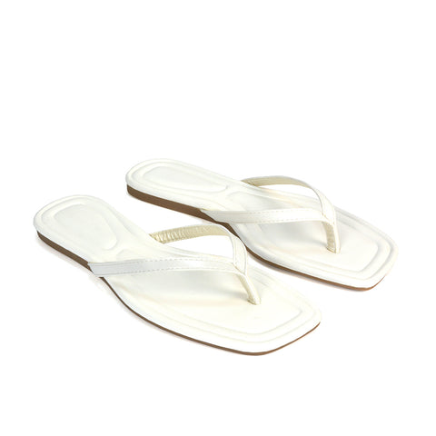 White Flip Flops, White Square Toe Sandals, Flip Flops, Square Toe Sandals