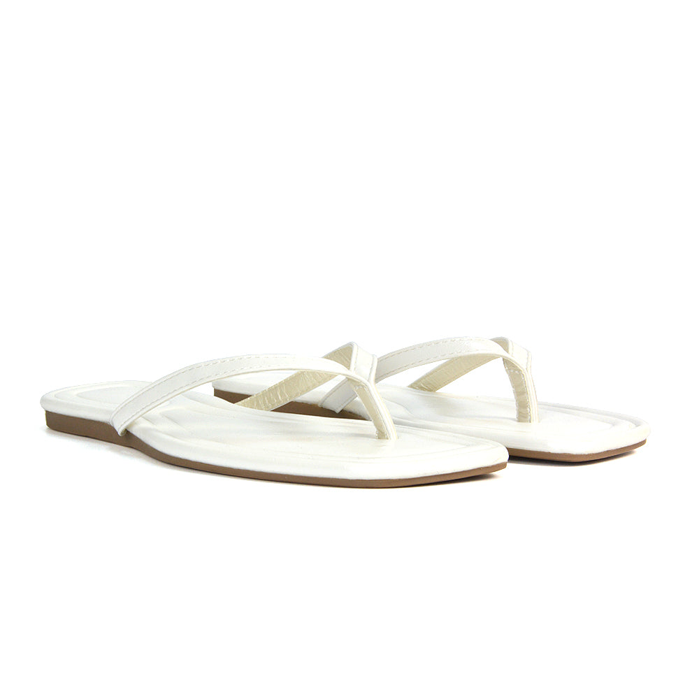 White Summer Sandals, White Toe Post Sandals, Summer Sandals, Toe Post Sandals