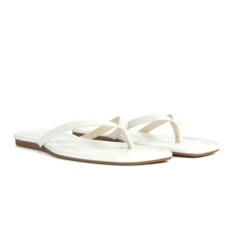 White Summer Sandals, White Toe Post Sandals, Summer Sandals, Toe Post Sandals