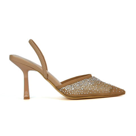 Beige Pointed Toe Court Shoes, Beige Diamante Court Shoes, Pointed Toe Court Shoes, Diamante Court Shoes