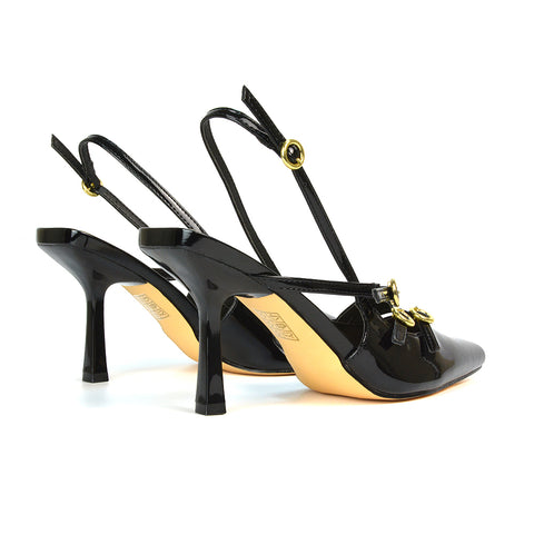 black stiletto heel court shoes, black slingback court shoes, black stiletto high heel court shoes