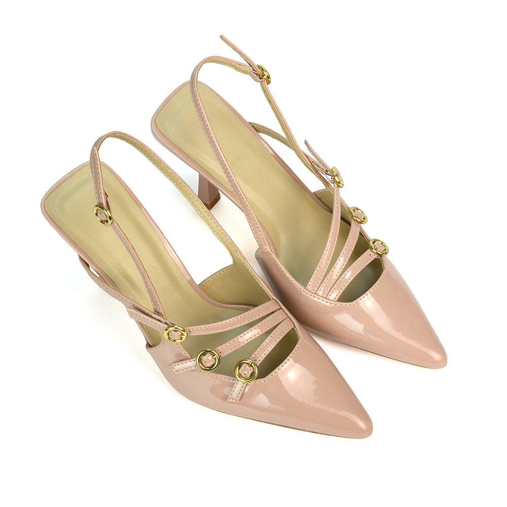 beige point toe stiletto heel court shoes, beige pointed toe stiletto heels, beige patent heels