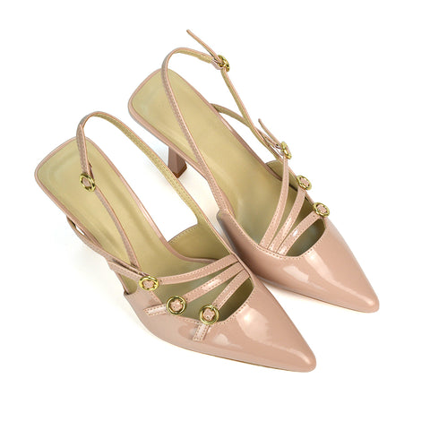 beige point toe stiletto heel court shoes, beige pointed toe stiletto heels, beige patent heels
