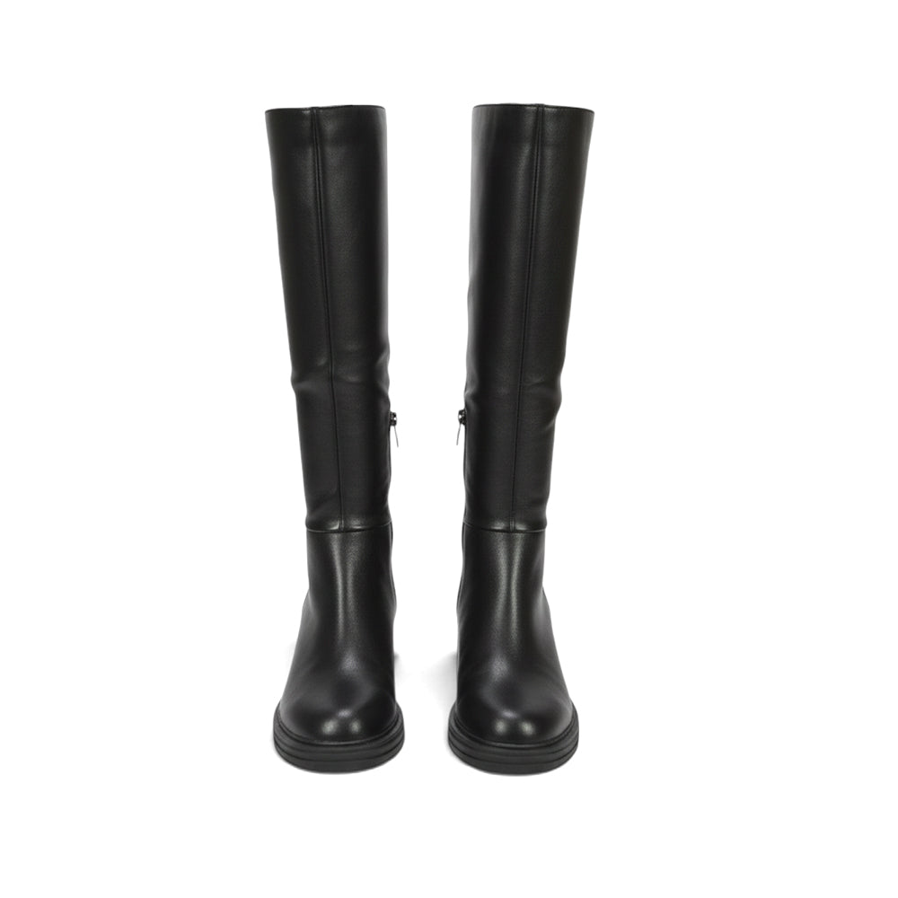 block heel knee high boots