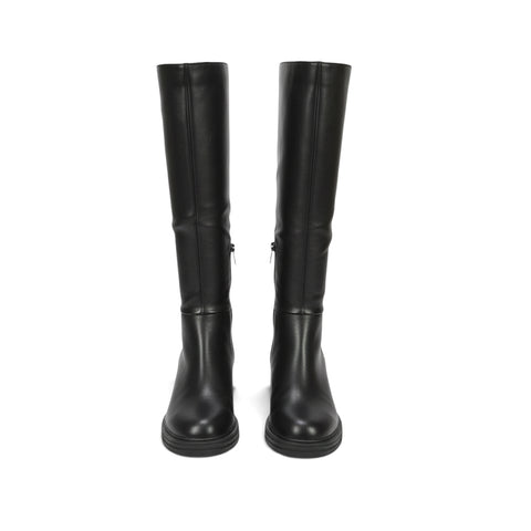 block heel knee high boots