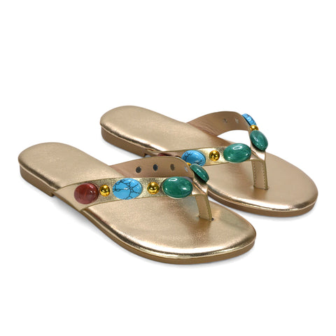 Jewel flip flops, women's summer sandals, vacay sandals, holiday shoes, Party flip flops women, Fashionable rhinestone flip flops for women, Resort sandals flat, Embellished strap sandals, gold sandals for women, gold flip flop sandals