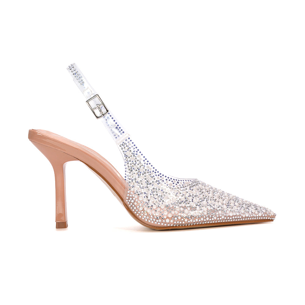 nude diamante heels, nude rhinestone heels, diamante heels, rhinestone heels