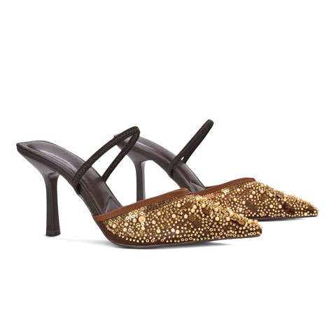 brown sparkly pumps, brown high heels with crystal embellishment, chocolate brown prom heels