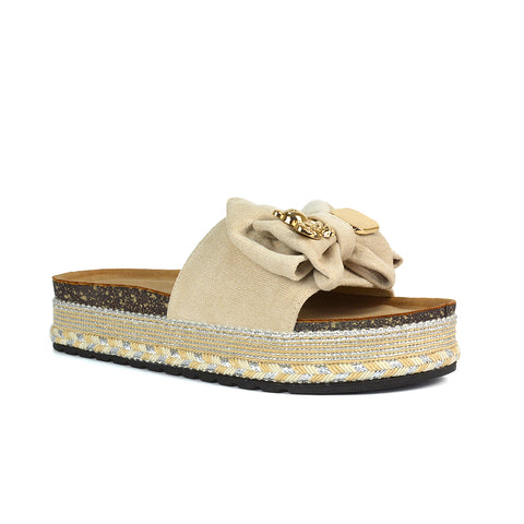Beige Slip On Flat Sandals, Women's Beige Sandals, Slip On Flat Sandals, Women's Sandals 