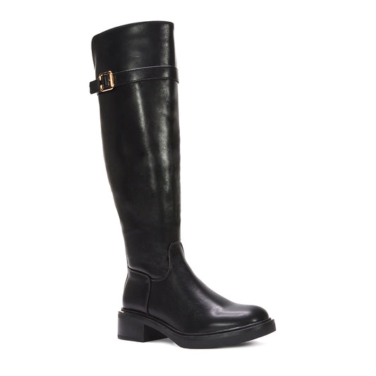 Women's black riding boots, Black boots with buckle, Tall riding boots for women with buckle