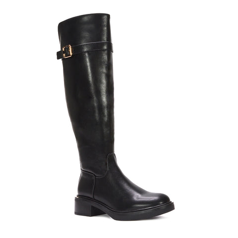 Women's black riding boots, Black boots with buckle, Tall riding boots for women with buckle