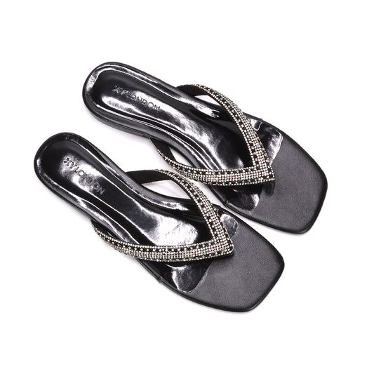 flat sparkly sandals, metallic square toe sandals women, holiday sandals, summer sandals, flip flops, black sparkly flat sandals