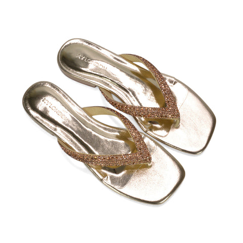 square toe thong sandals, ladies slip on diamante sandals, stylish flat sandals for summer women, glitter sandals women, gold flip flops