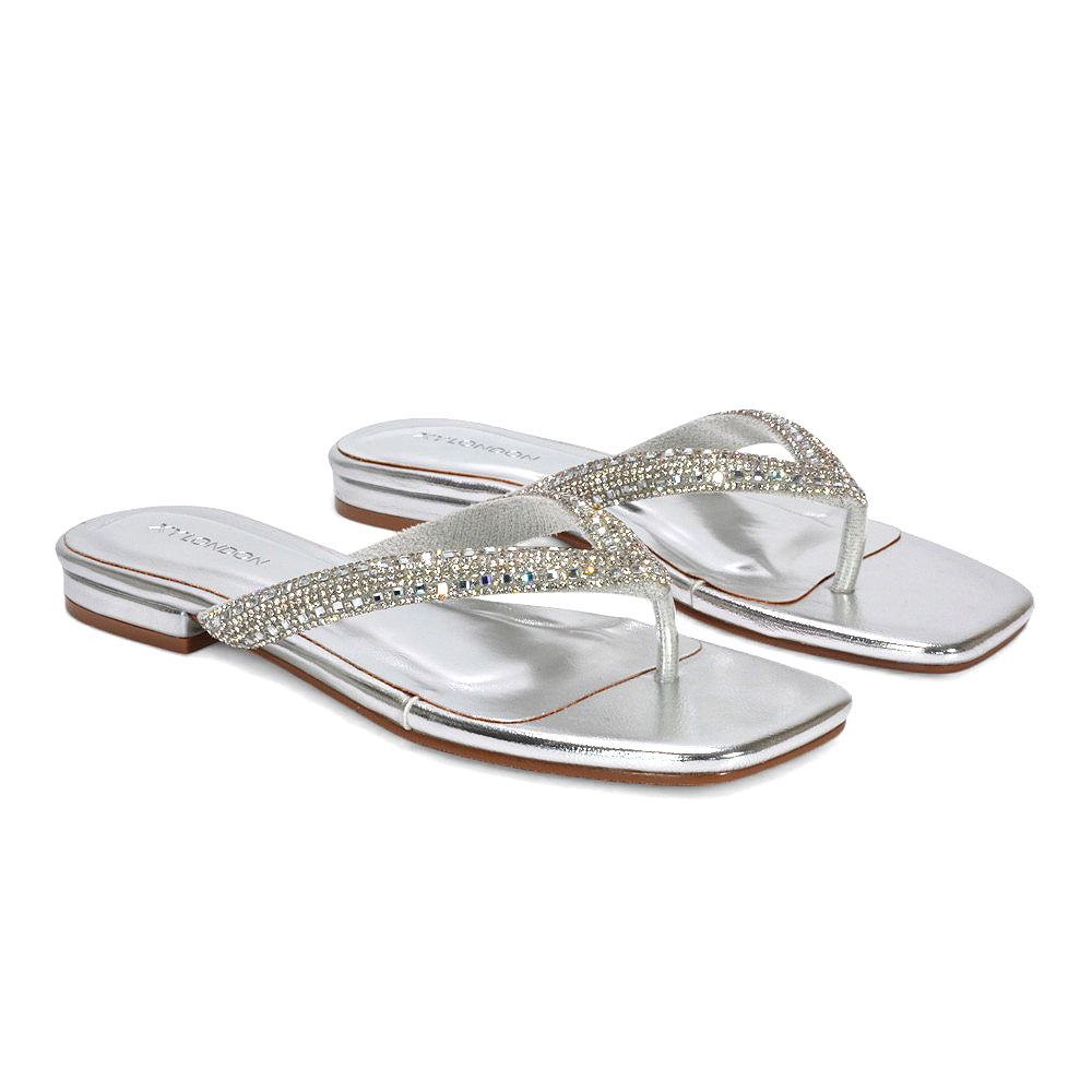 Stylish Flip Flops for Women – Trendy & Comfortable XY London Sandals 2 TX 10 silver metallic 3