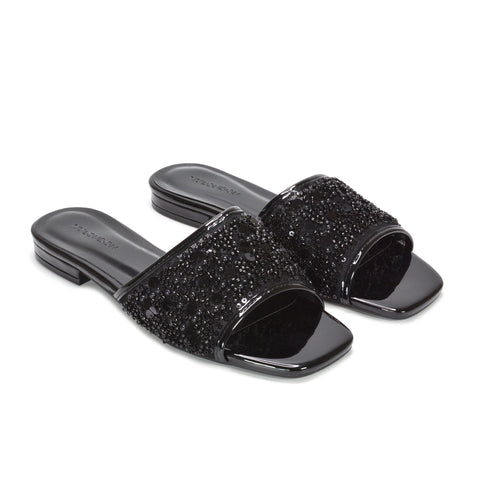 black embellished sandals, black strappy sandals with sequins and diamantes, black vacation sandals women, classic black evening footwear