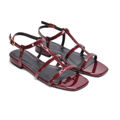 burgundy square toe sandals, burgundy summer flat sandals. square toe sandals, summer flat sandals