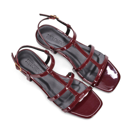 burgundy gladiator sandals, burgundy caged sandals flat, gladiator sandals, caged sandals flat