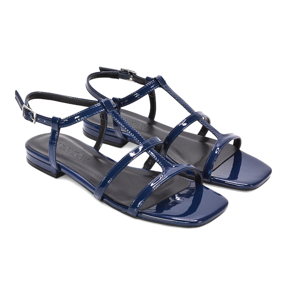 navy square toe sandals, navy summer flat sandals. square toe sandals, summer flat sandals
