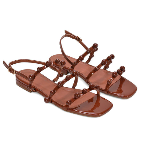 brown strappy flat sandals, brown summer flat sandals, strappy flat sandals, summer flats sandals, Open-toe flat sandals, Buy women’s summer sandals online