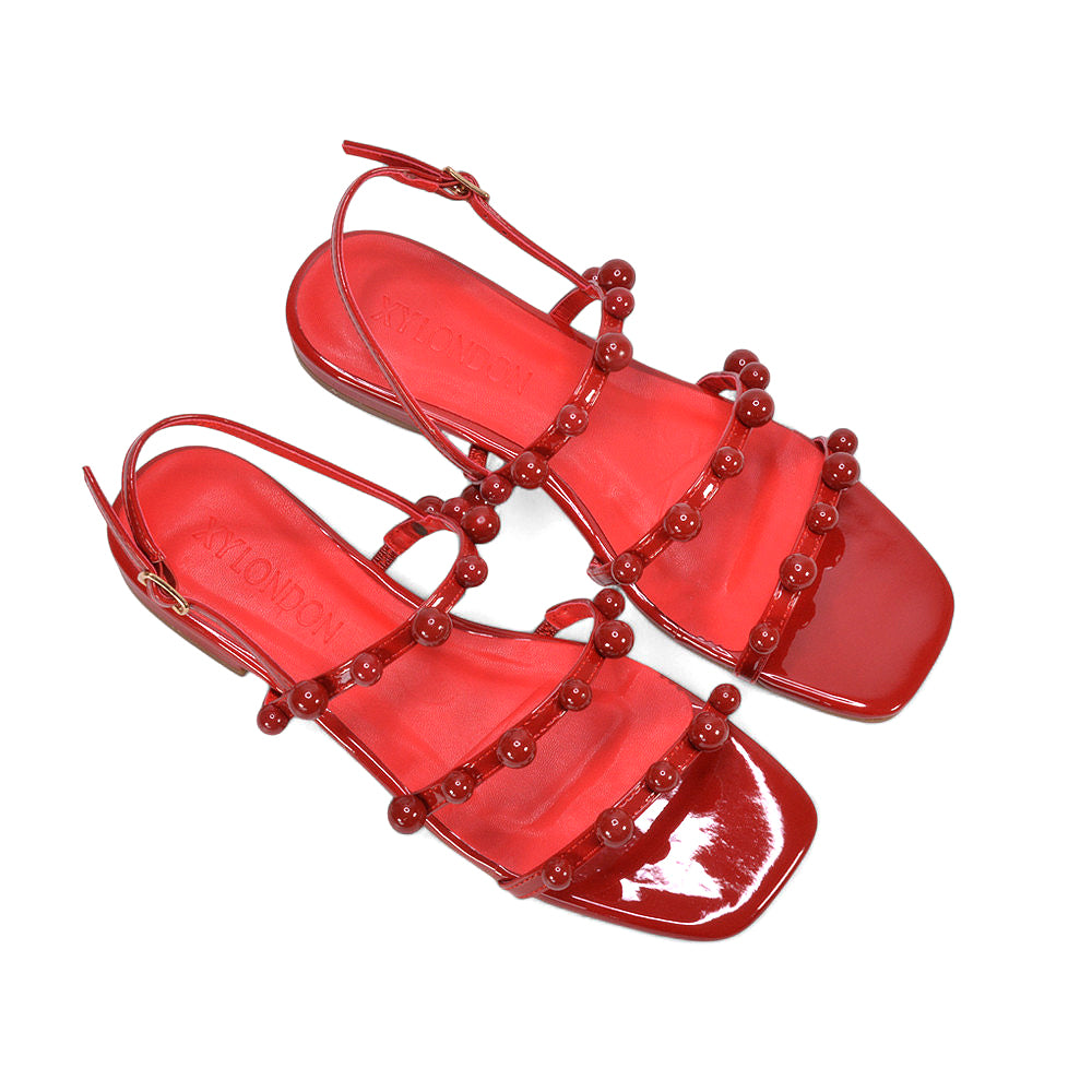 red wedding sandals, red casual sandals, wedding sandals, casual sandals, Beaded strap sandals, Summer sandals for women