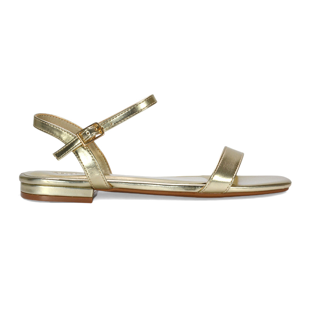 casual gold flat sandals women, dressy flat sandals for women, summer sandals women UK, gold strappy summer sandals