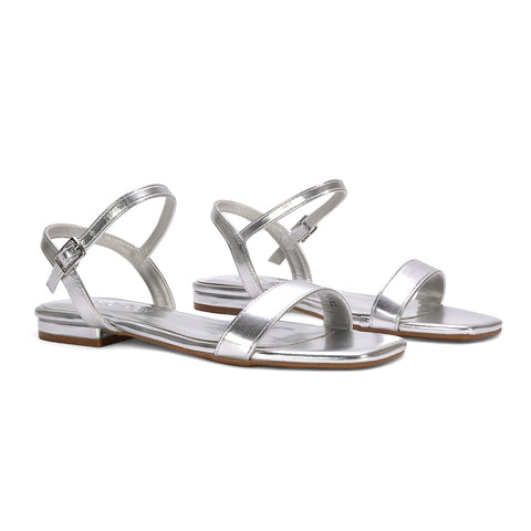 silver flat sandals, silver strappy sandals, flat sandals, strappy sandals