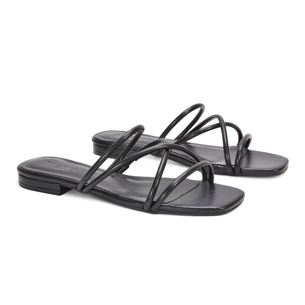 black flat sandals, black summer flat sandals, flat sandals, summer flat sandals, open toe slip on flat sandals