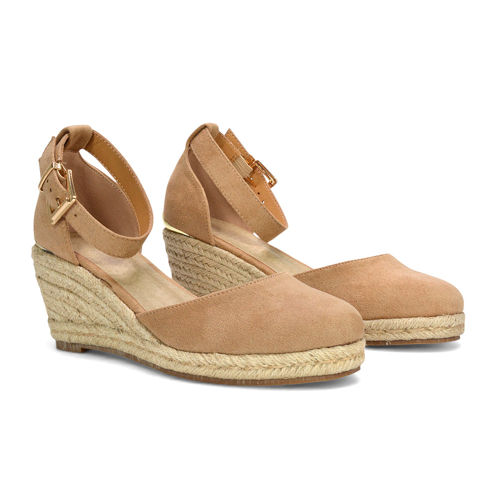 closed toe espadrilles, closed toe espadrille wedge sandals, chic summer wedges, espadrille wedges online, wedge sandals, beige wedge sandals