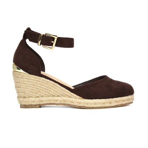 women’s espadrille wedges, holiday espadrille wedge sandals, everyday wedge sandals, holiday heels, wedge heel sandals, summer heels, brown strappy wedge heels