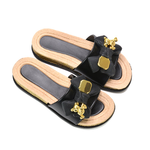 holiday sandals, black flat sandals, black slides, flat sandals, slides