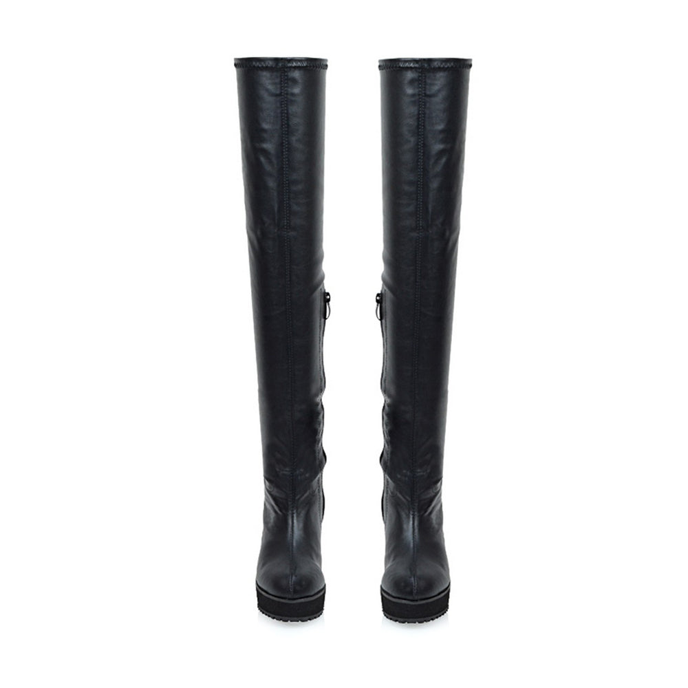 womens tall black platform boots