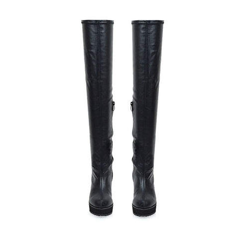 womens tall black platform boots