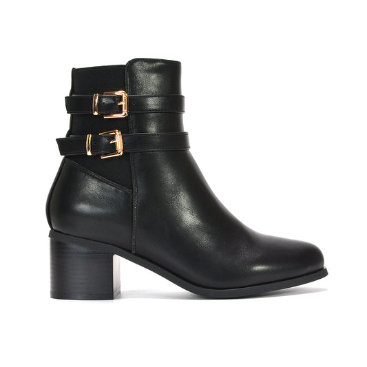 Block heel ankle boots, Black leather boots, Women's block heel ankle boots