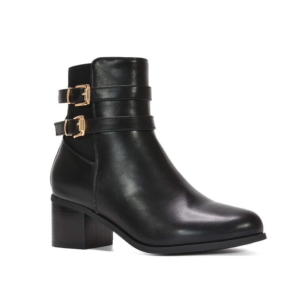 Comfortable ankle boots for fall, Ankle boots with buckle, Chic black boots for women