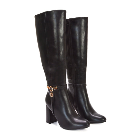 Trendy boots for young professionals, Wide calf high heel boots, Evening knee-high boots for women