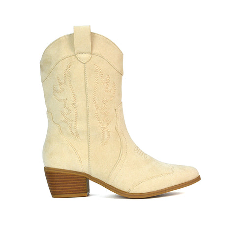 Boot Heels, Beige Boot Heels, Ladies Heeled Ankle Boots, Faux Suede Boots, Beige Faux Suede Boots