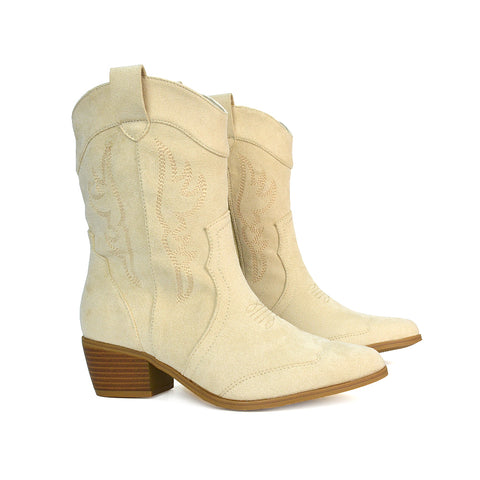 Cowboy Boots, Western Boots, Festival Boots, Beige Cowboy Boots, Beige Boots
