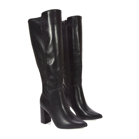 black boots for fall-to-winter transition, deep black winter fashion boots, dressy black long boots for formal looks, comfortable black knee boots with heel, timeless knee-high boot trend, fashionable tall boots for layering, elegant tall boots for special occasions, stylish knee high boots for fall and winter fashion,  winter dress boots for women