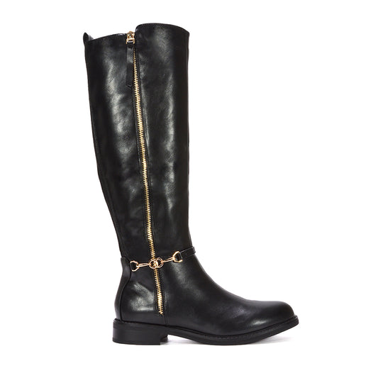 black knee high boots, black flat knee high boots, Black knee-high boots